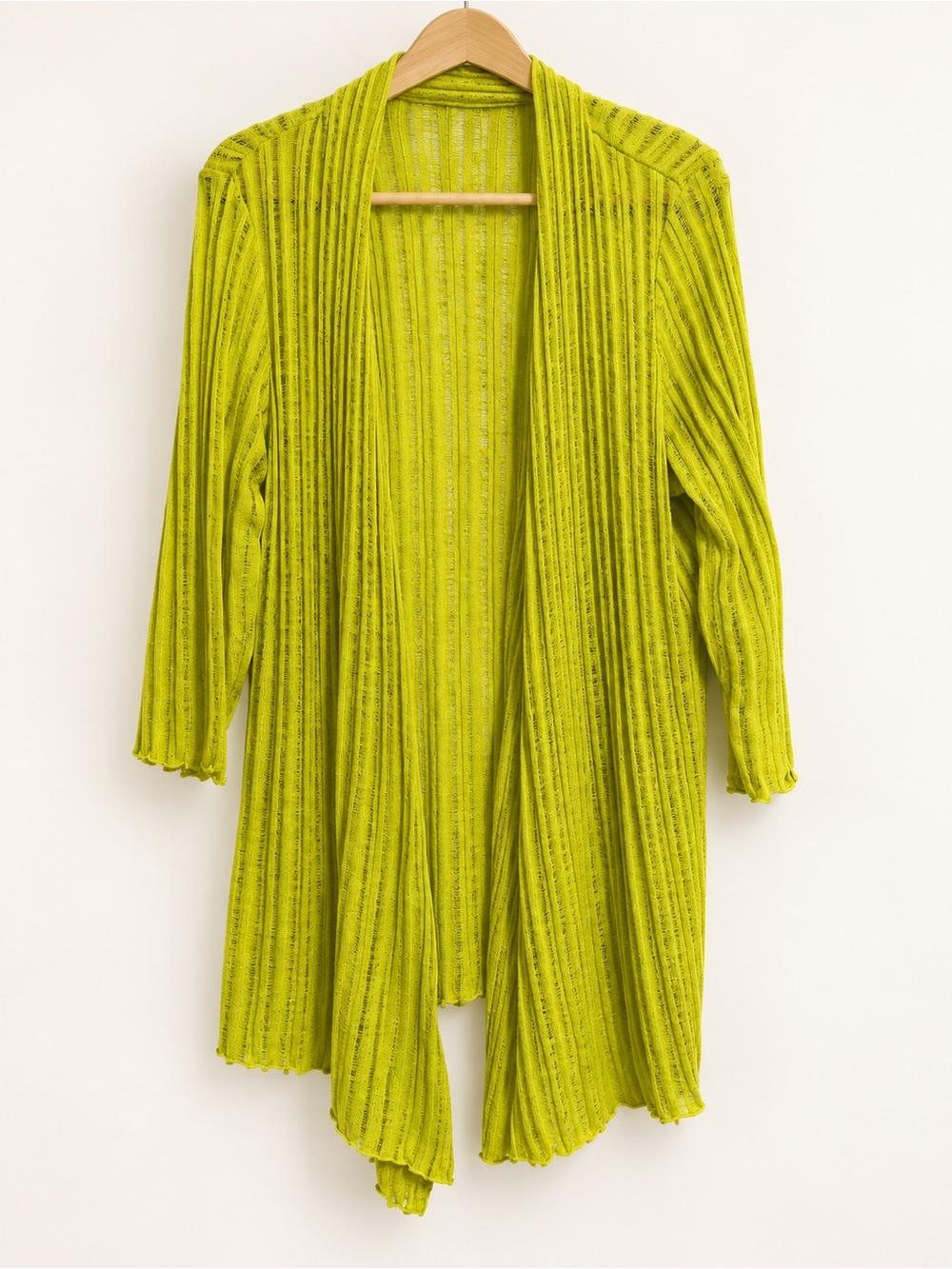 Open-Front Lightweight cardigan or Swim Cover-Up in Lime Green